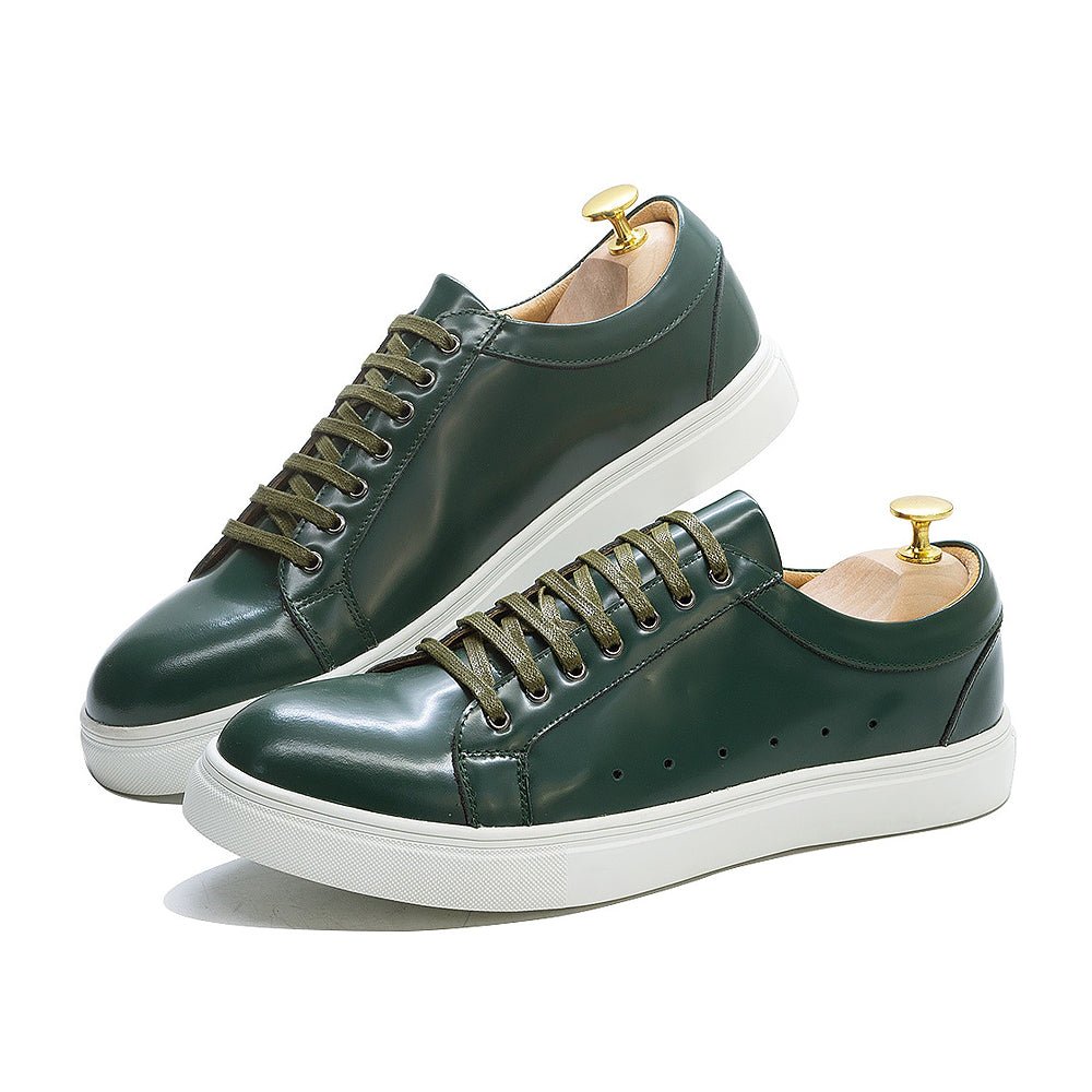 Rich Green Leather Lace-Up Derby Sneaker - Ideal Place Market