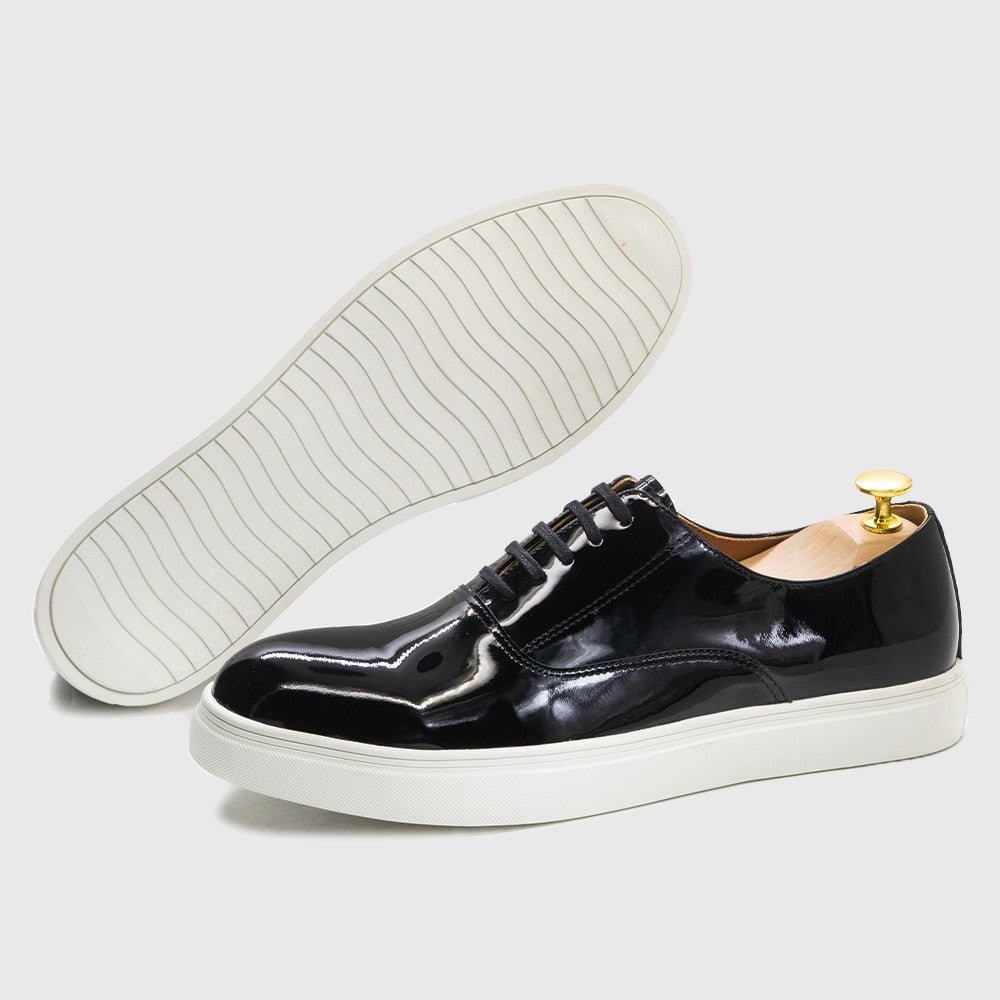 Rich Patent Leather Lace-up Derby Sneaker - Ideal Place Market