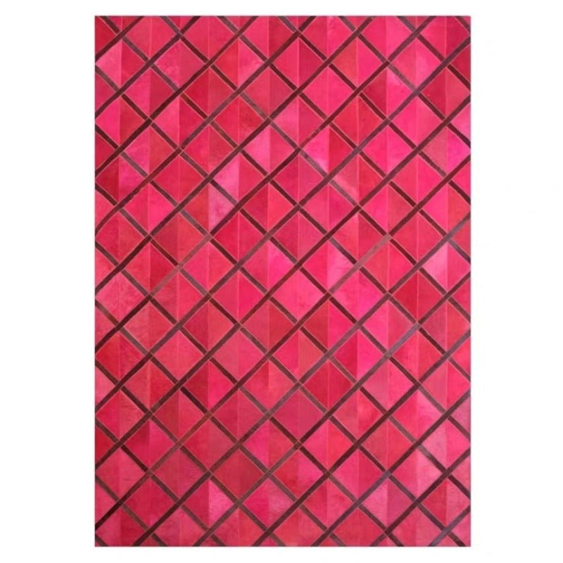Room-Lifting Fuchsia Cowhide Patchwork Area Rug - Ideal Place Market