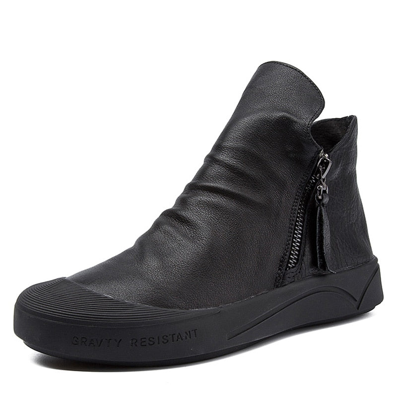 Ruched Genuine Leather Rubber Bottom Ankle Booties - Your Choice of Lining - Ideal Place Market