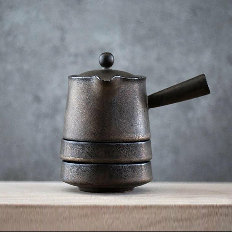 Rustic Bronze Japanese Teapot Set with 2 Cups - Ideal Place Market