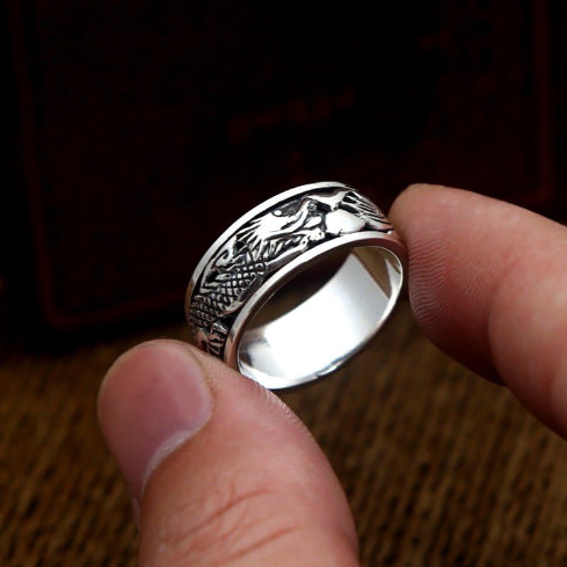 S925 Silver Spinner Dragon Ring for Men - Ideal Place Market