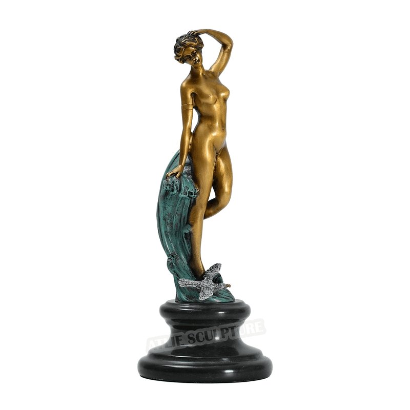 Sea-Nymph Bronze Sculpture with Marble Base - Ideal Place Market