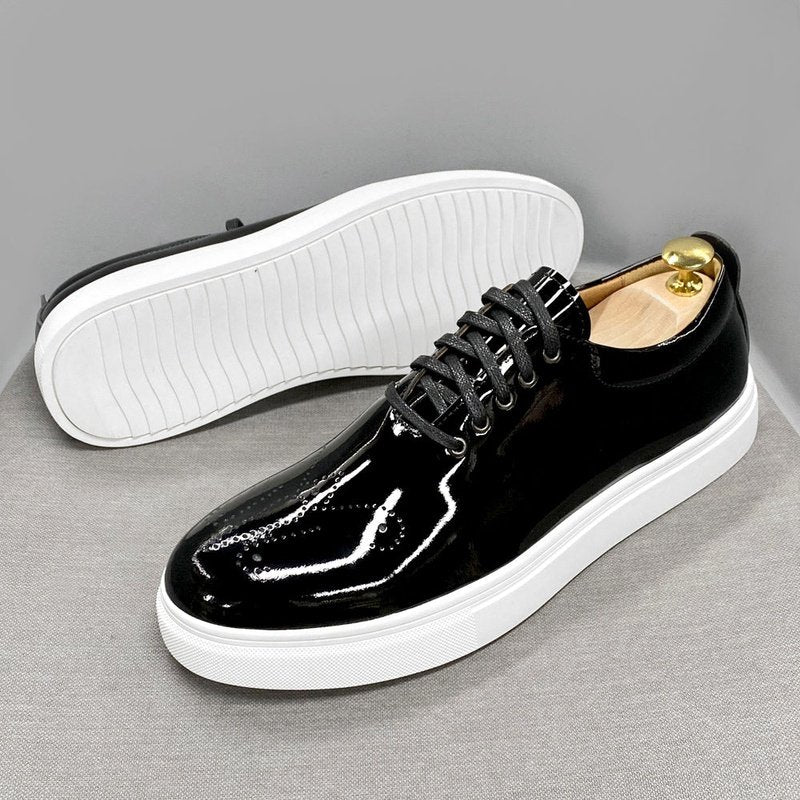Slick Patent Leather Street Loafer with Custom Perforated Toe - Ideal Place Market