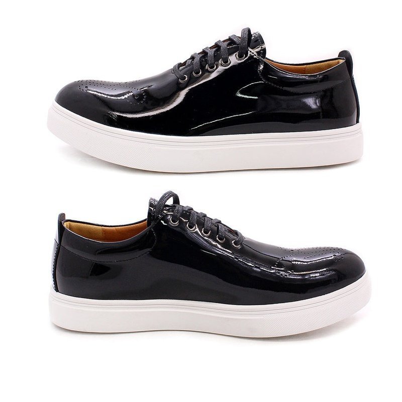 Slick Patent Leather Street Loafer with Custom Perforated Toe - Ideal Place Market