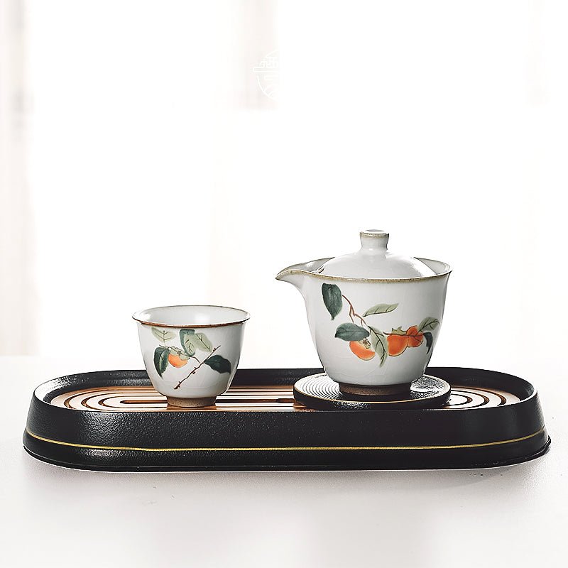 Soft Cornered Ceramic & Bamboo Teapot Tray - Ideal Place Market