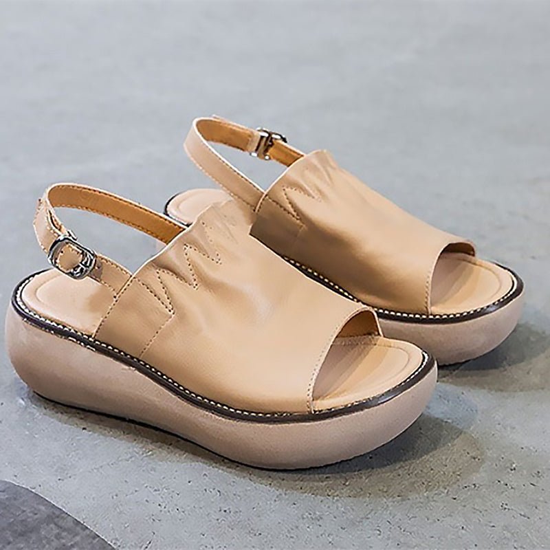 Soft Ruched Cowhide Platform Summer Comfort Sandals - Ideal Place Market