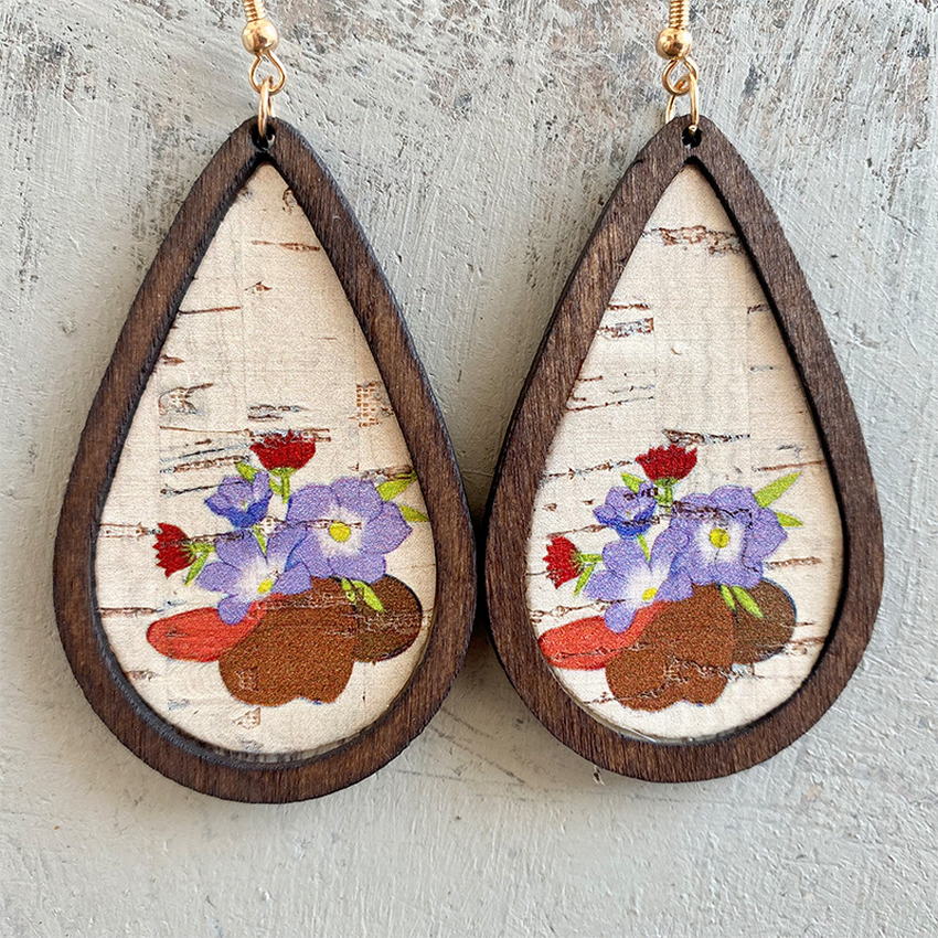 Southwest Themed Natural Cork & Wood Dangle Earrings - Ideal Place Market