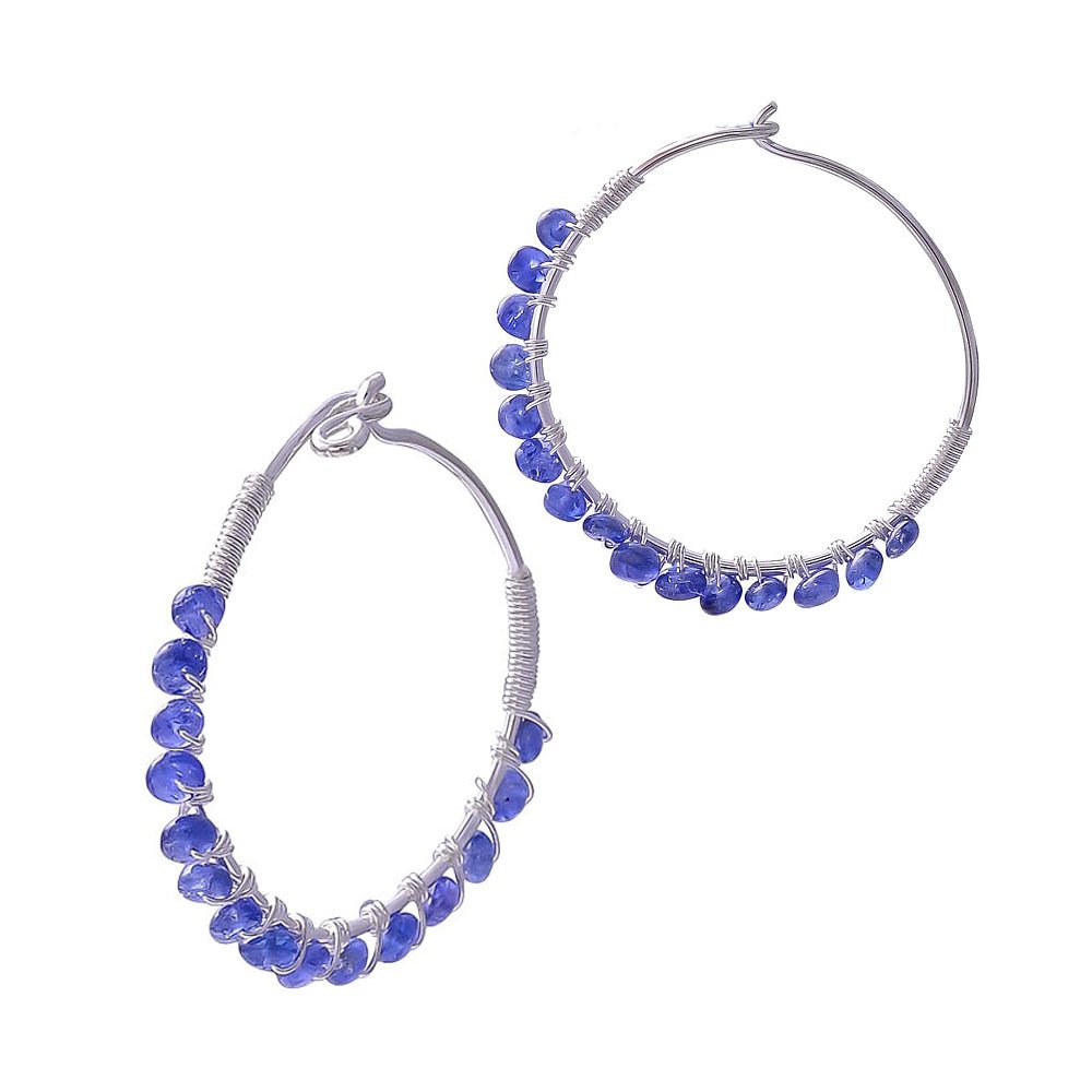 Stacked Natural Raw Sapphire Hoop Earrings - 4.9ct - Ideal Place Market