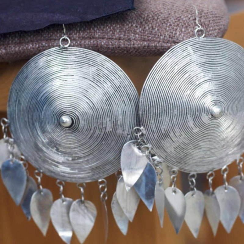 Stunning Handmade Miao Silver Dangle Earrings - Ideal Place Market