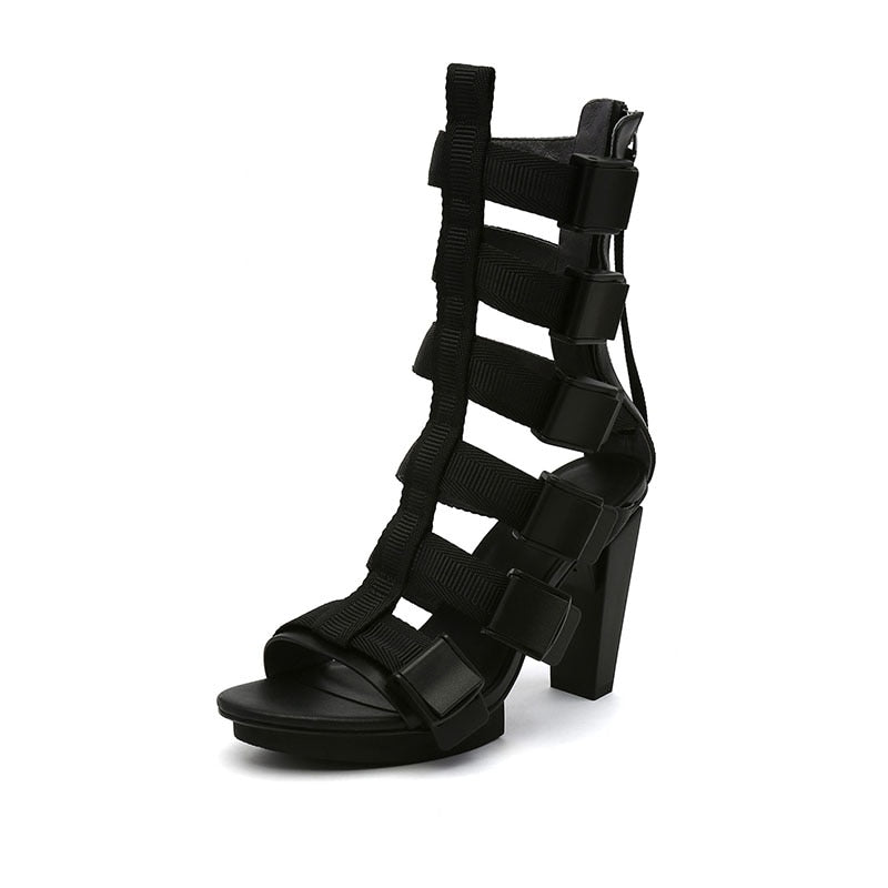 Super Sexy High Block Heel Vibrant Nylon Strappy Sandals - Ideal Place Market