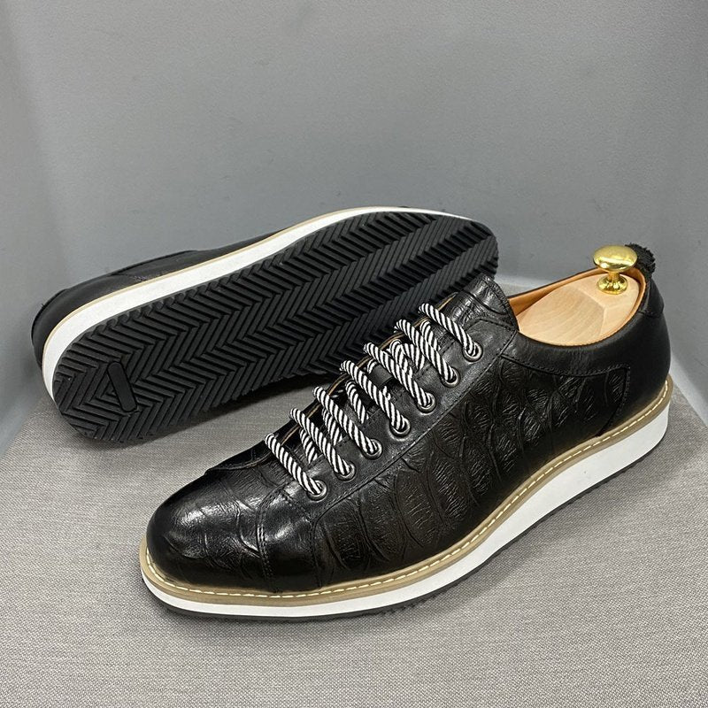 Genuine Leather Alligator Print Derby Sneaker for Men - Ideal Place Market