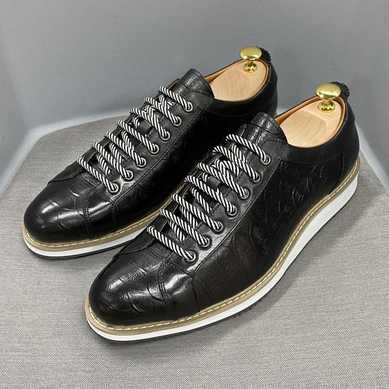 Genuine Leather Alligator Print Derby Sneaker for Men - Ideal Place Market