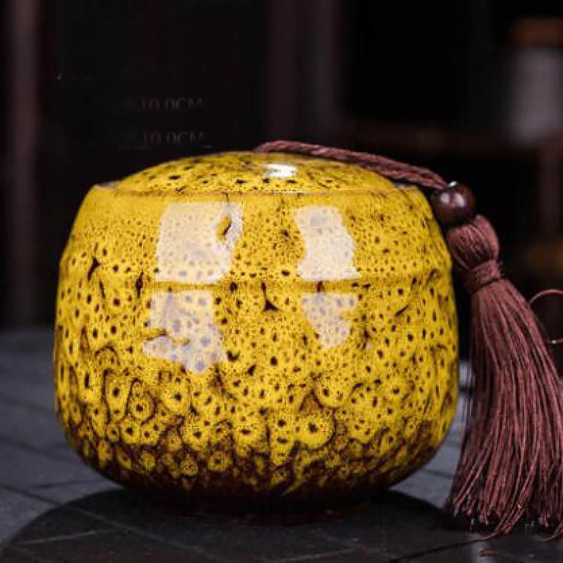 Tea/Dried Fruit Glazed Ceramic Jar with Lid - 6 Colors - Ideal Place Market