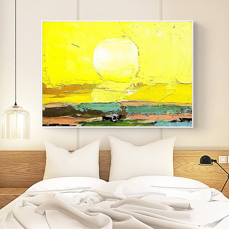 Textured Abstract Sunrise Knife Painting on Canvas - Ideal Place Market