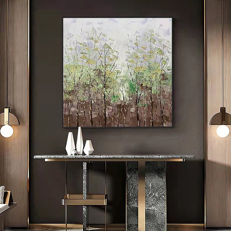 Textured 'Minimalist Forest' Hand Painting on Canvas - Ideal Place Market