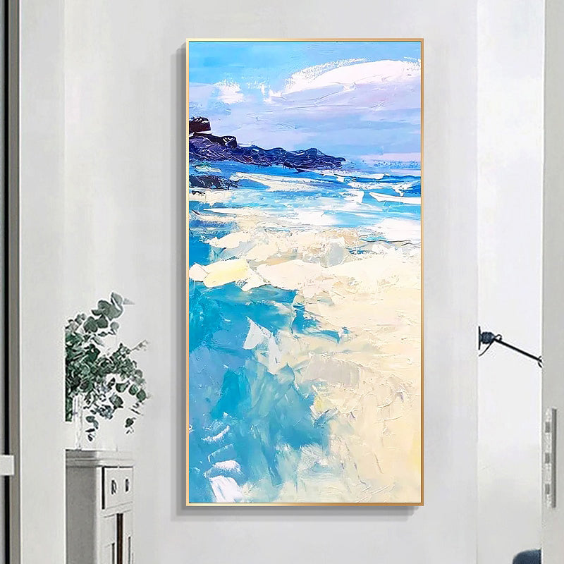 Textured Ocean Front Knife Painting on Canvas