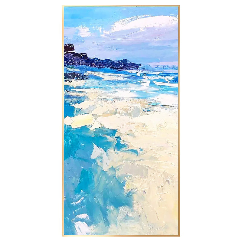 Textured Ocean Front Knife Painting on Canvas - 70x140cm // 