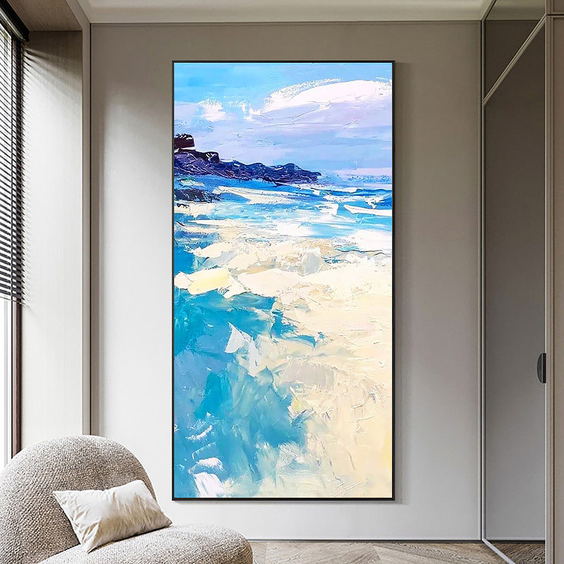 Textured Ocean Front Knife Painting on Canvas