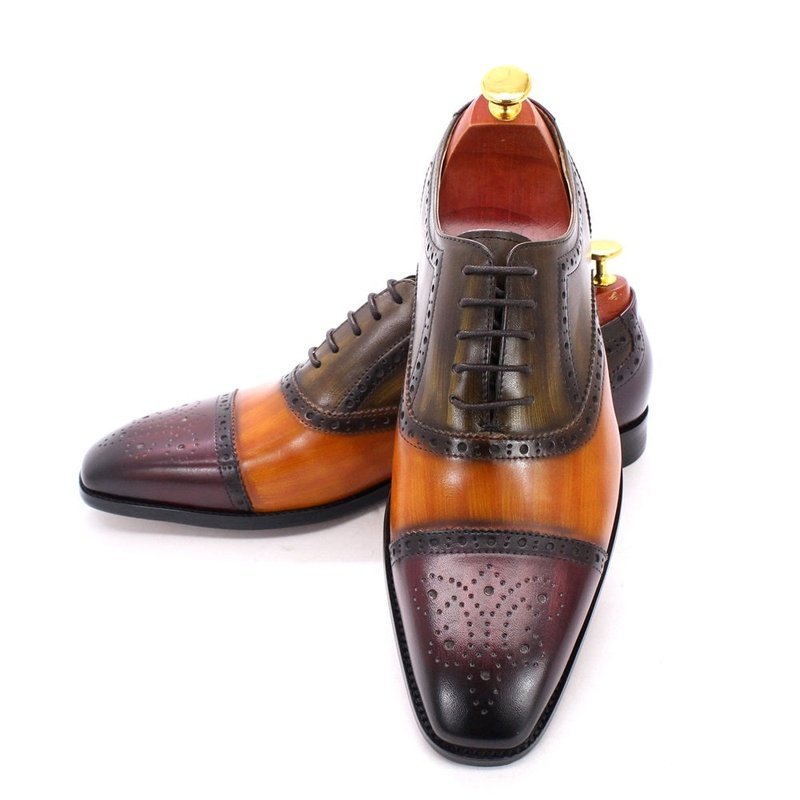 Tri-Tone Handmade Leather Dress Oxford Shoes - Ideal Place Market