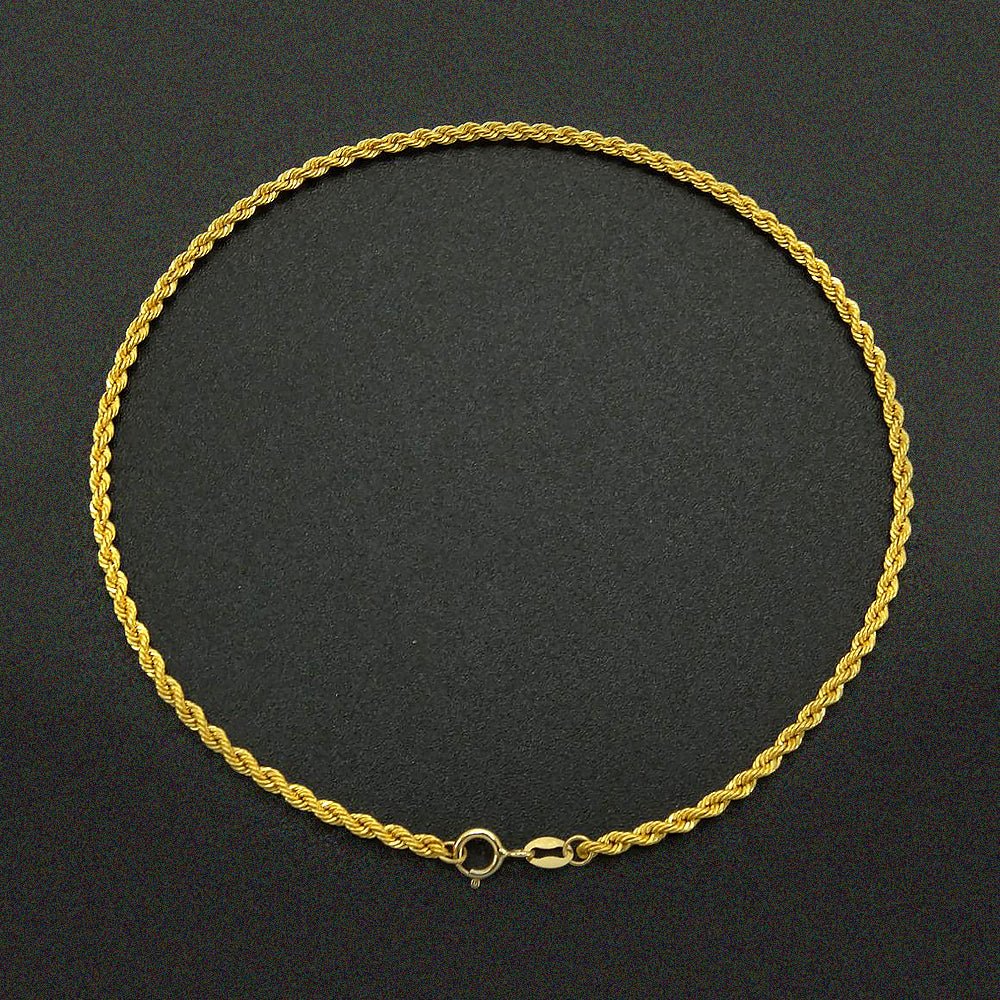 Twisted 18k Yellow Gold Chain Anklet - Ideal Place Market