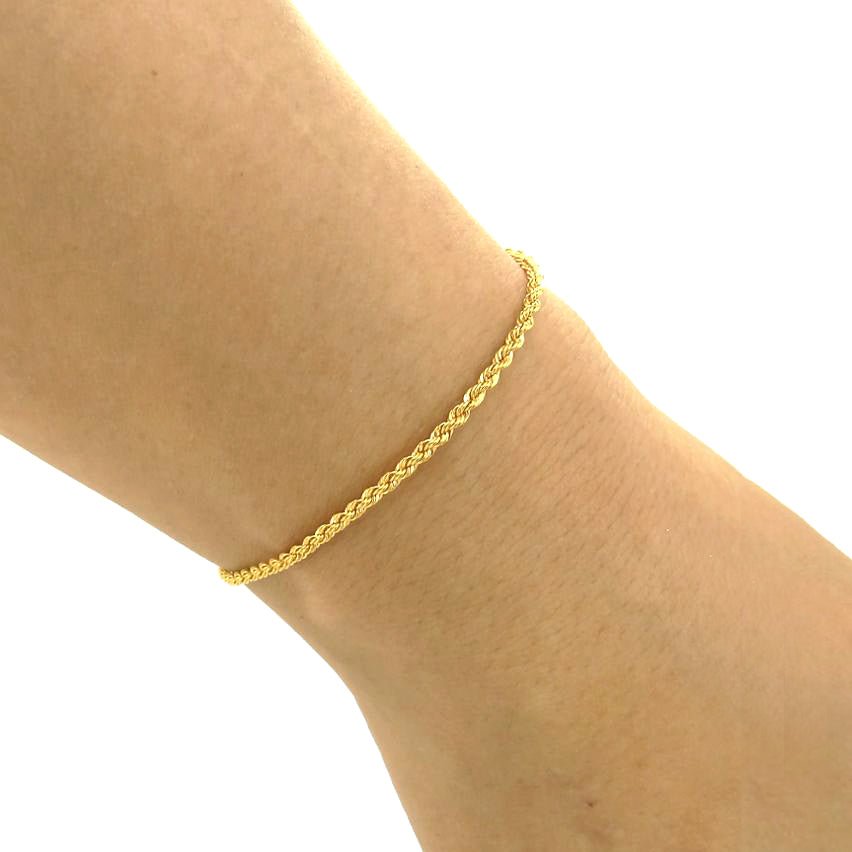 Twisted 18k Yellow Gold Chain Anklet - Ideal Place Market