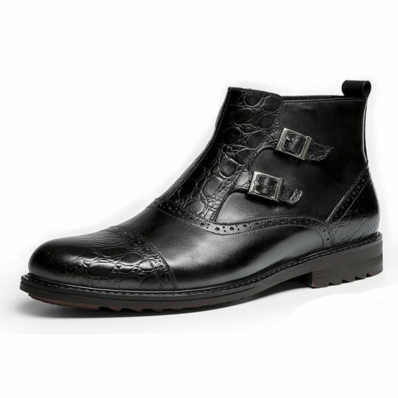 Updated Classic Brogue Cowhide Ankle Boots - Ideal Place Market