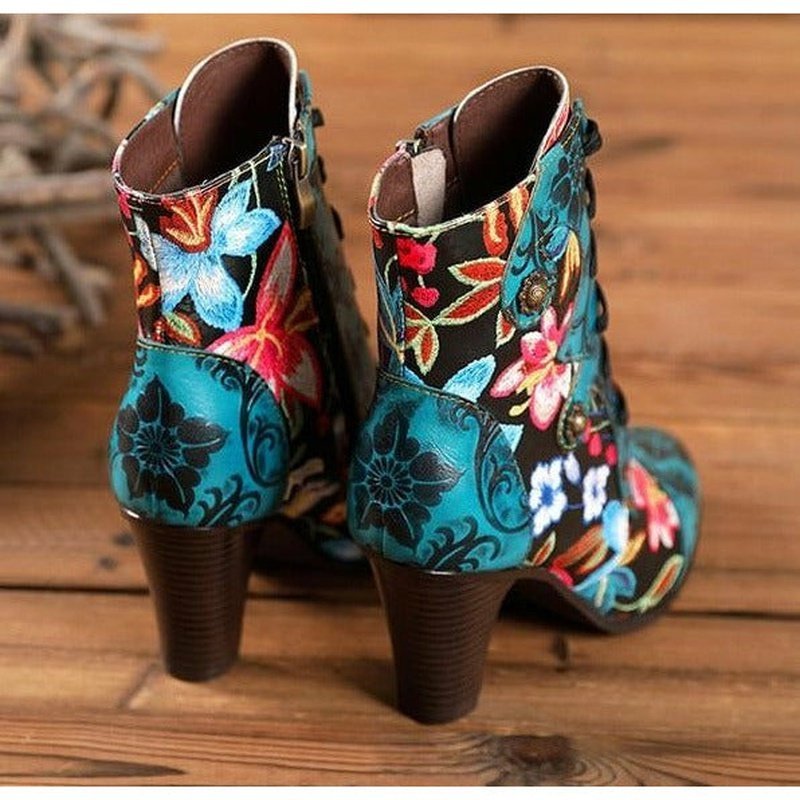 Victorian Hand-Painted Leather Boots - Ideal Place Market