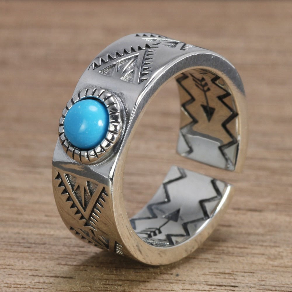 Western Inlaid Turquoise S925 Silver Rings - 2 Patterns - Ideal Place Market