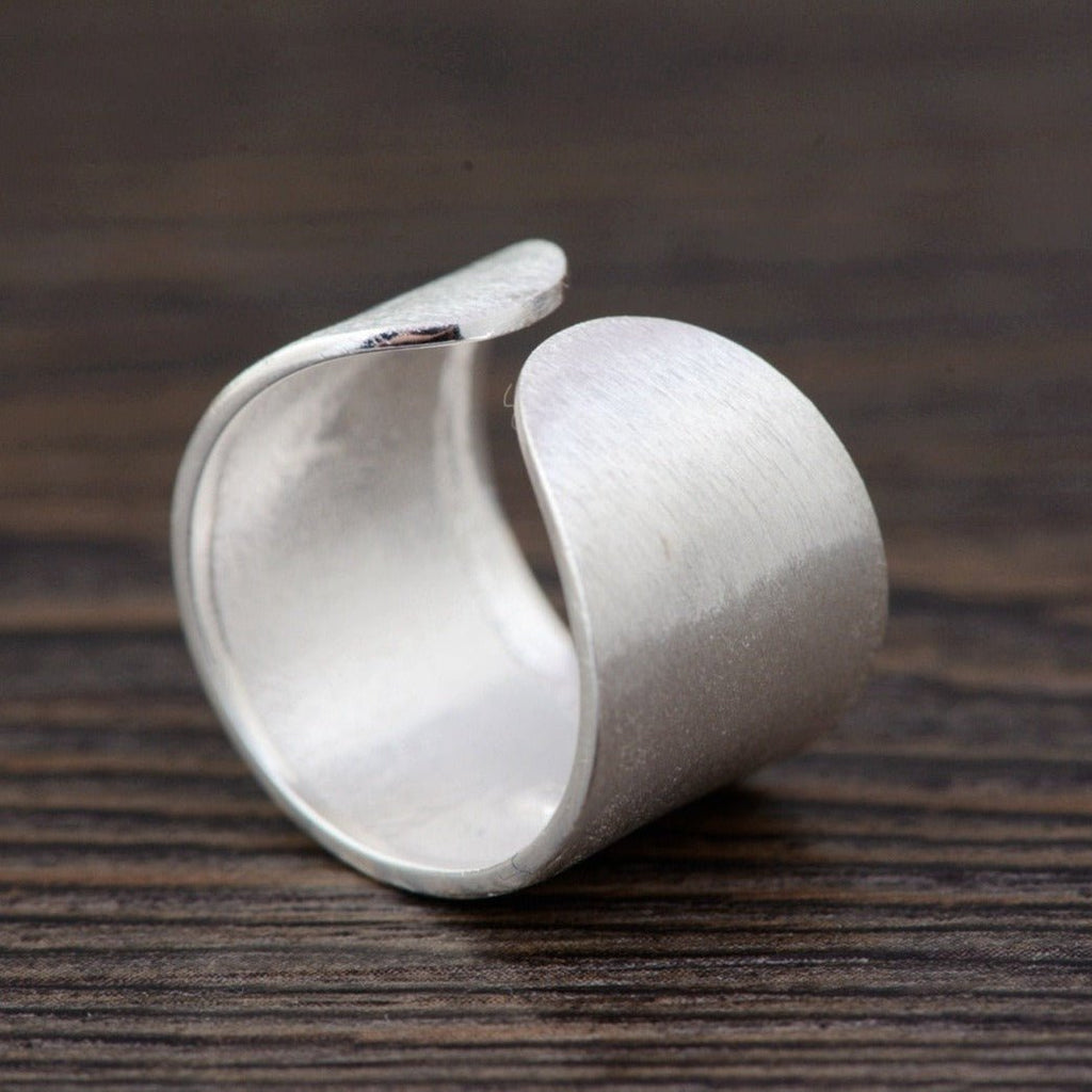 Wide Natural Matte S925 Silver Ring - Ideal Place Market