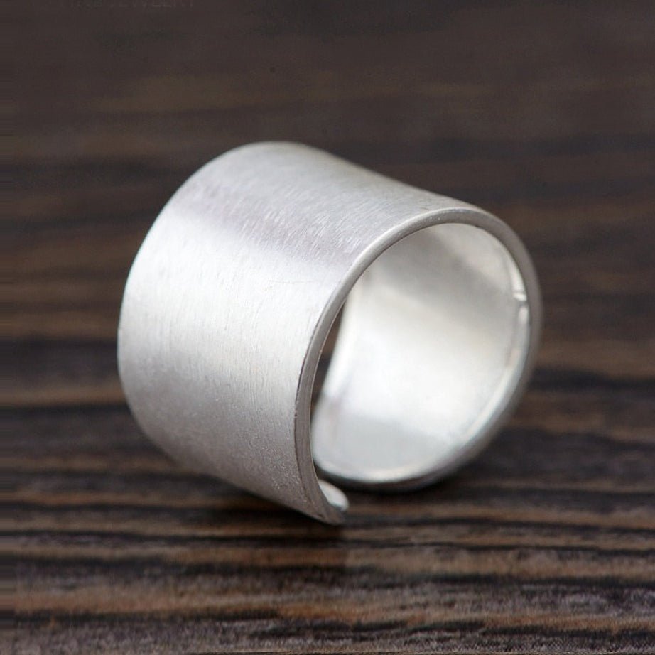 Wide Natural Matte S925 Silver Ring - Ideal Place Market