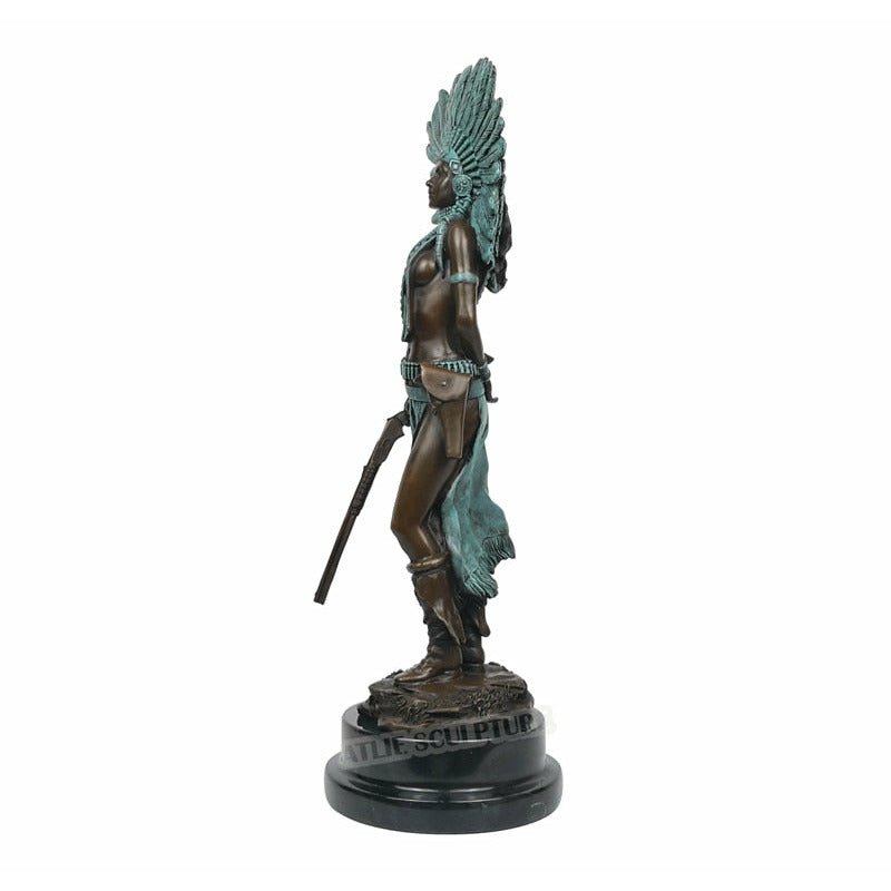 Woman Warrior Bronze Statue with Marble Base - Ideal Place Market