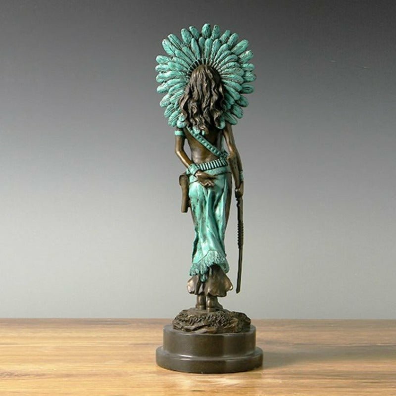 Woman Warrior Bronze Statue with Marble Base - Ideal Place Market