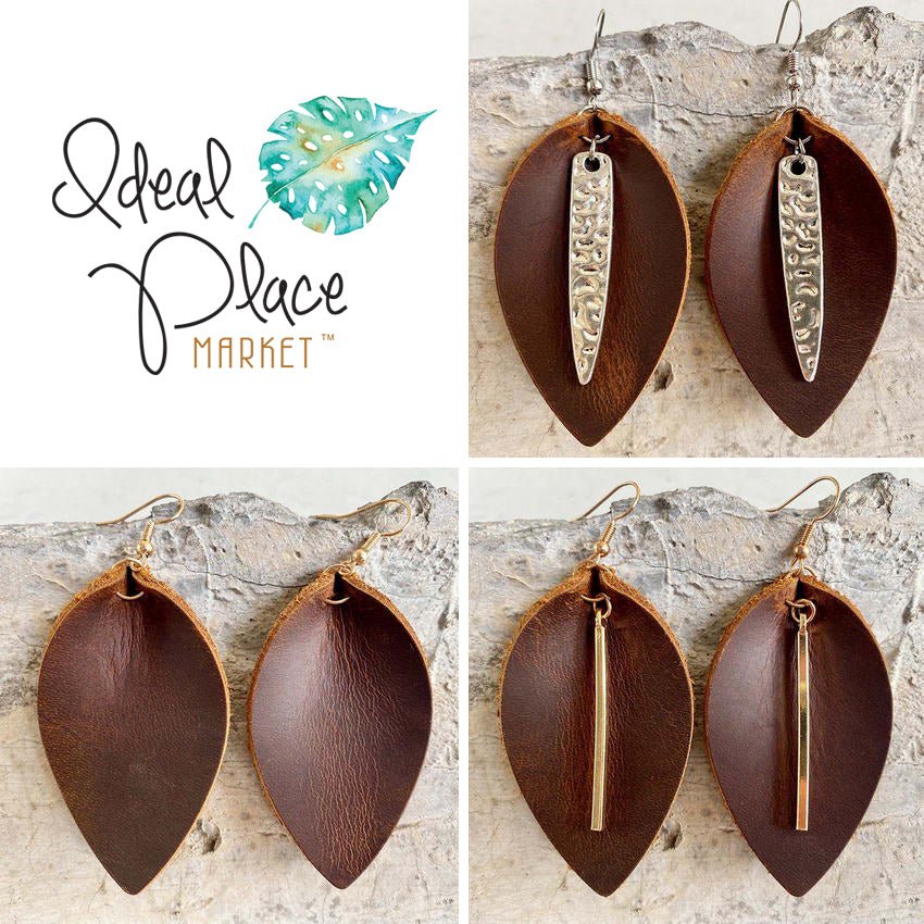 Bronze Leather Feather Earrings (4 sizes) – Inspired by Jenna
