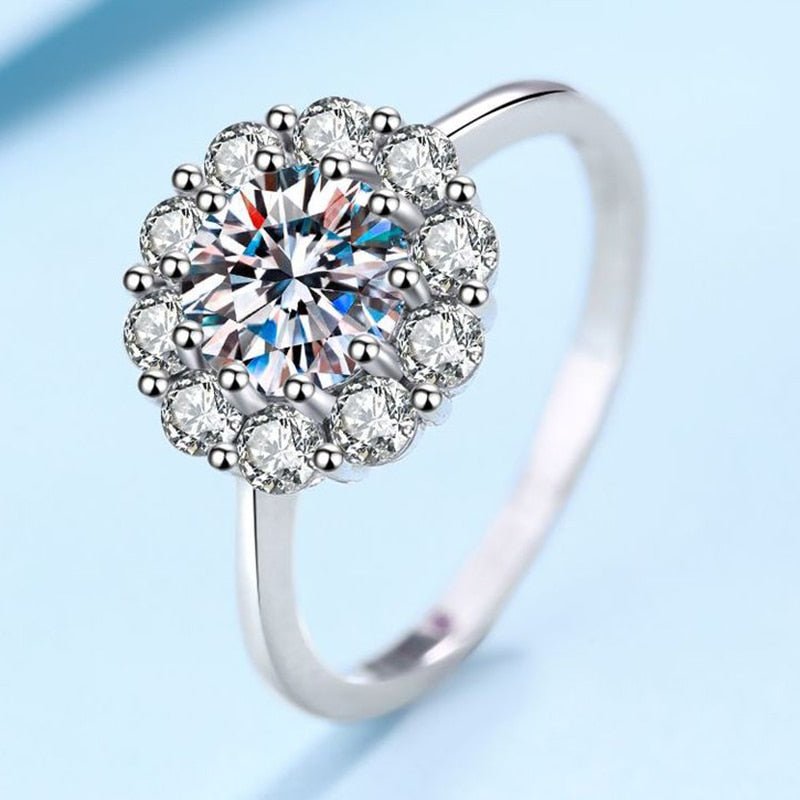 Women's Moissanite & Natural Zircon Cluster in S925 Ring - Ideal Place Market